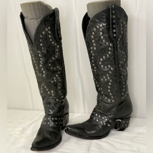 LANE Studded Black Leather Boots! - Picture 7 of 13